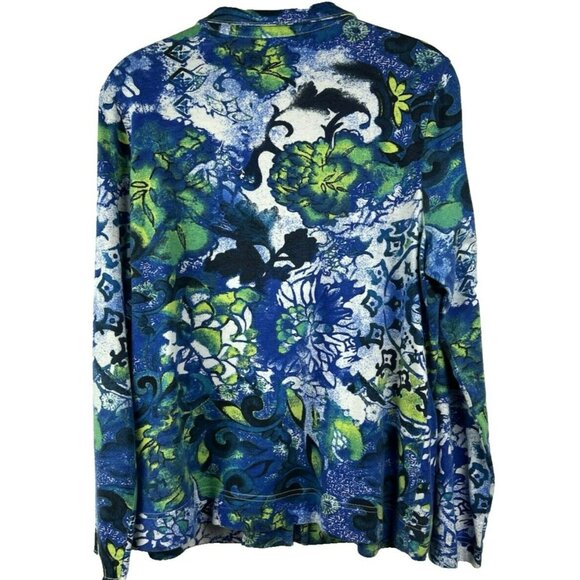 Chicos Women's Jacket Size Medium Blue Green 100% Cotton Full Zipper Colorful - Picture 4 of 5